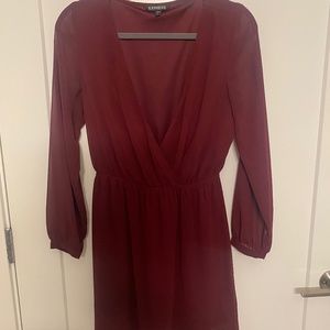 Express burgundy long sleeved dress